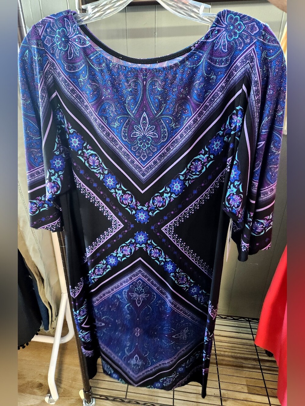 Blue & Purple Paisley Print Women’s Tunic Top